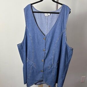Denim vest with brass buttons